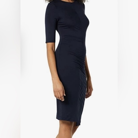 Daily Ritual Jersey Ruched Front Half-Sleeve Dress in Navy Blue Size Large - Picture 2 of 14